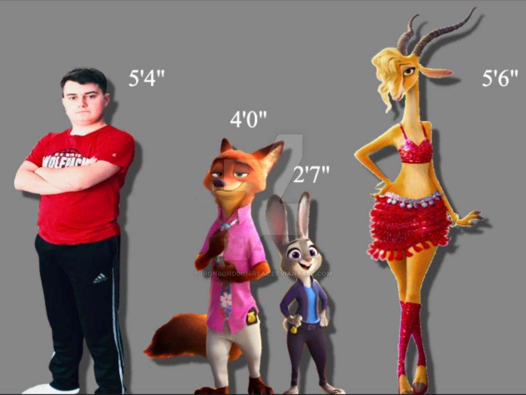 Zootopia Characters Heights Compared to Mine by Ironbond0074real on