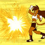 Throwing an uppercut.