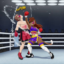 Deborah uppercutting a guy.