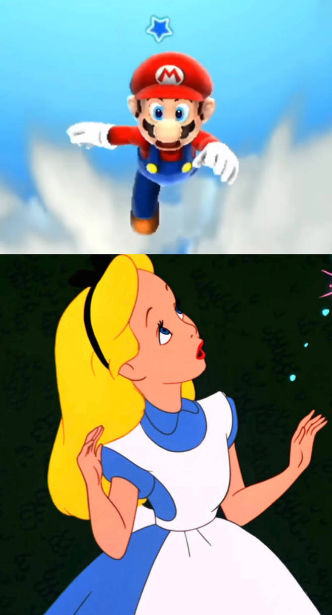 Alice Mario Alice sees Mario flying in the air by XDeviantartFan1999X on DeviantArt