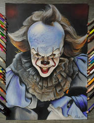 Pennywise colored pencils drawing