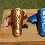 Gold and Blue Leather Bracers