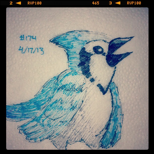 Napkin Art 174 - Skylar the Blue Jay - Familiars