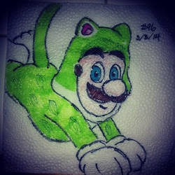 NapkinArt 096 - Nintendo - Cat Luigi