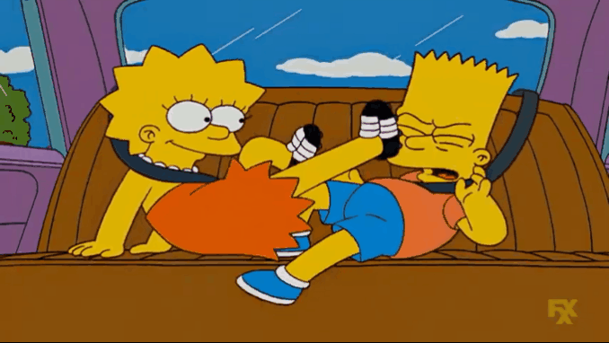 Lisa kicks Bart barefoot repeatedly by SuperMarioRocks on DeviantArt