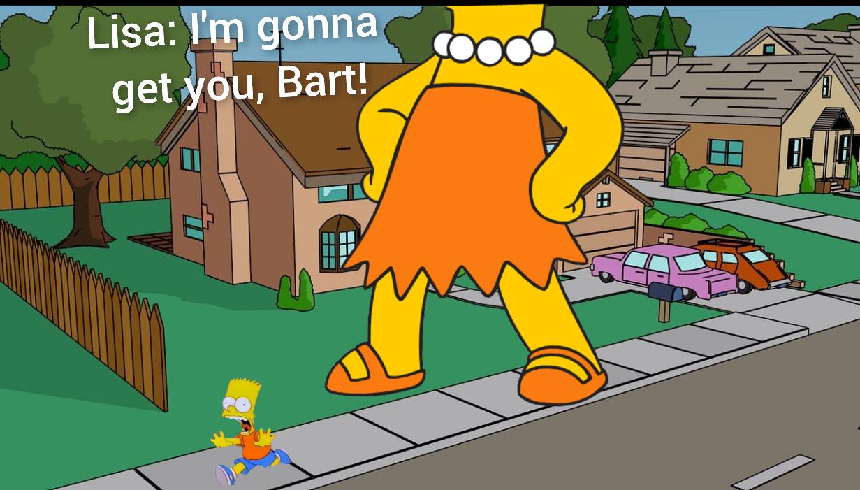 Tiny Bart stuck under Lisa [GIF] by SuperMarioRocks on DeviantArt