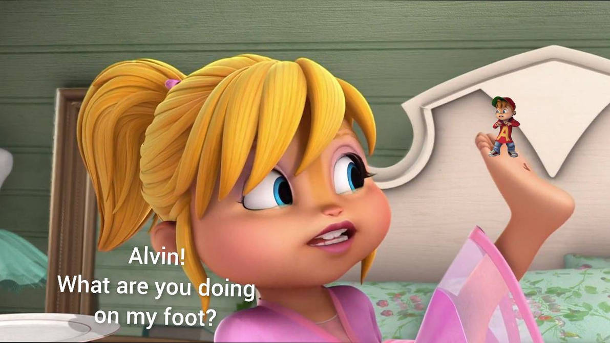 Tiny Alvin on Brittany's foot by SuperMarioRocks on DeviantArt