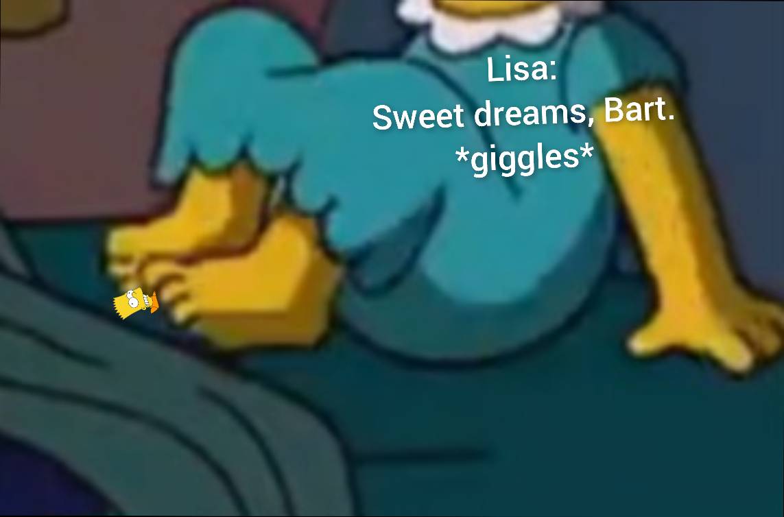 Tiny Bart stuck under Lisa [GIF] by SuperMarioRocks on DeviantArt