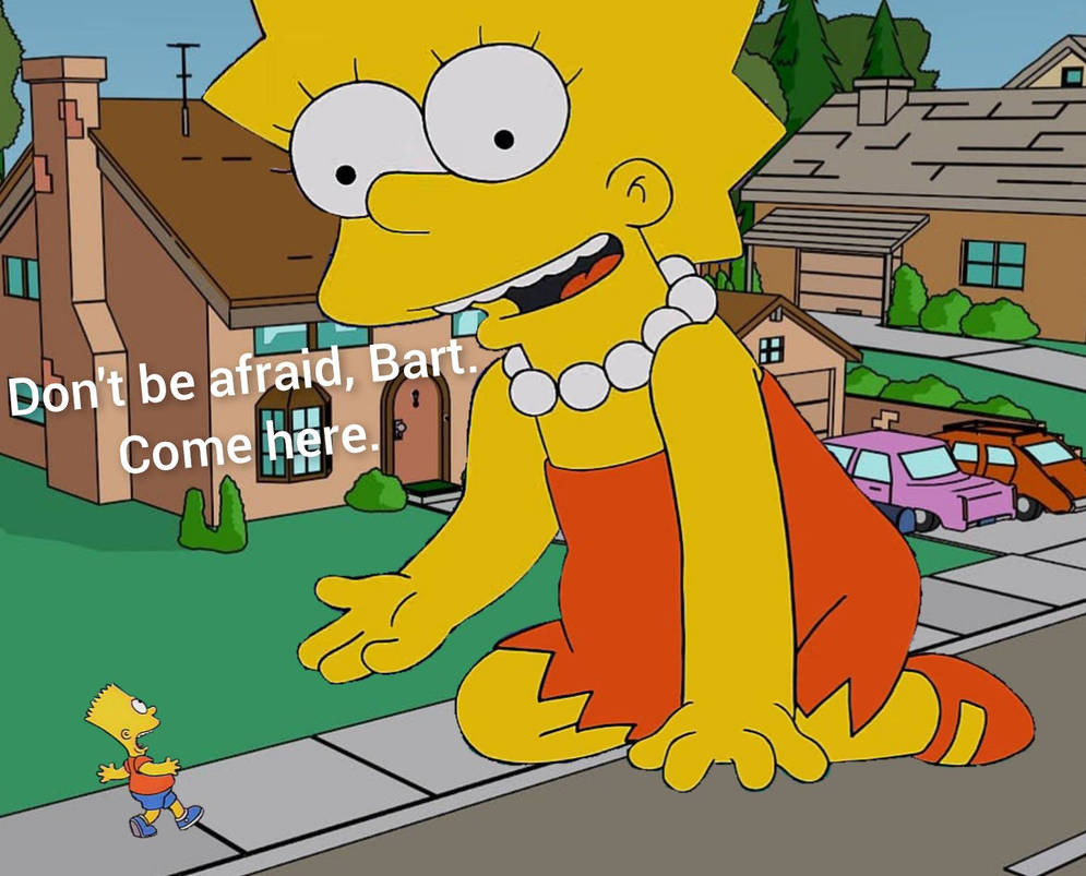 Scared Lisa Sim Bart scared of Giantess Lisa by SuperMarioRocks on DeviantArt