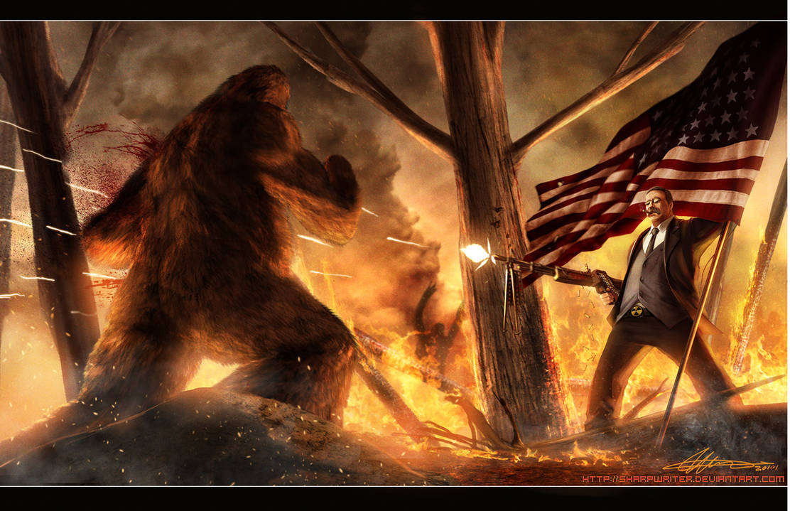 Teddy Roosevelt VS. Bigfoot by SharpWriter