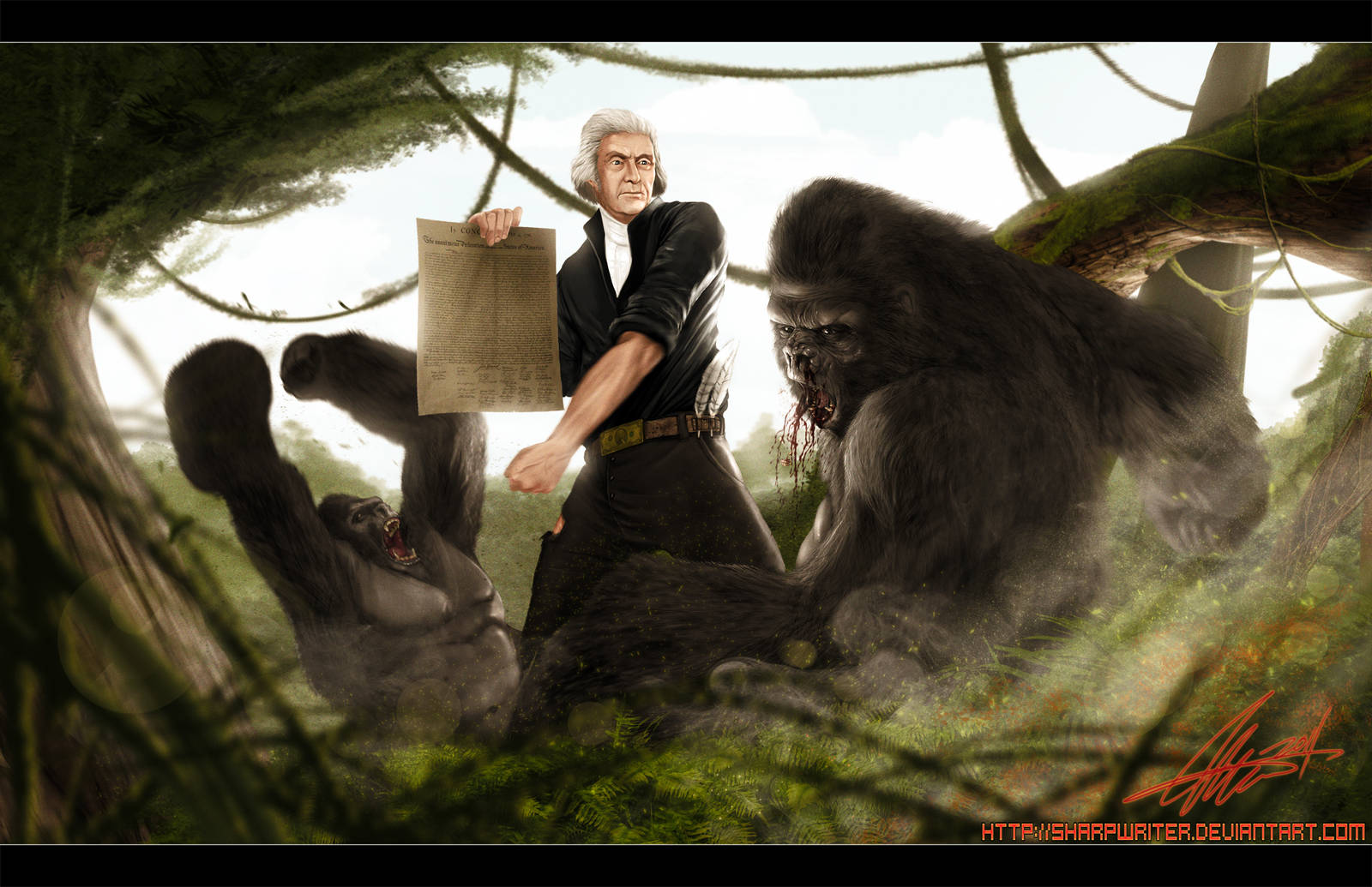 Thomas Jefferson Vs Gorilla by SharpWriter