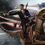 Ronald Reagan Riding a Velociraptor