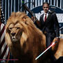 Obama Riding a lion