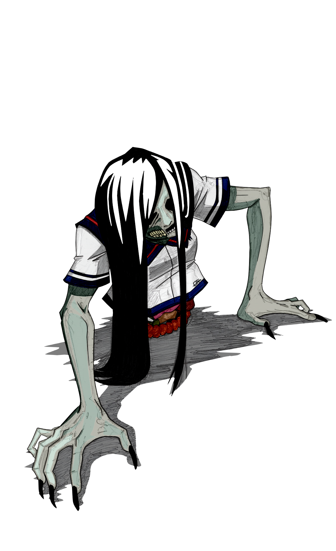 Teke-Teke (color) by ONI1994 on DeviantArt