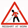 Redshirt at Work sign