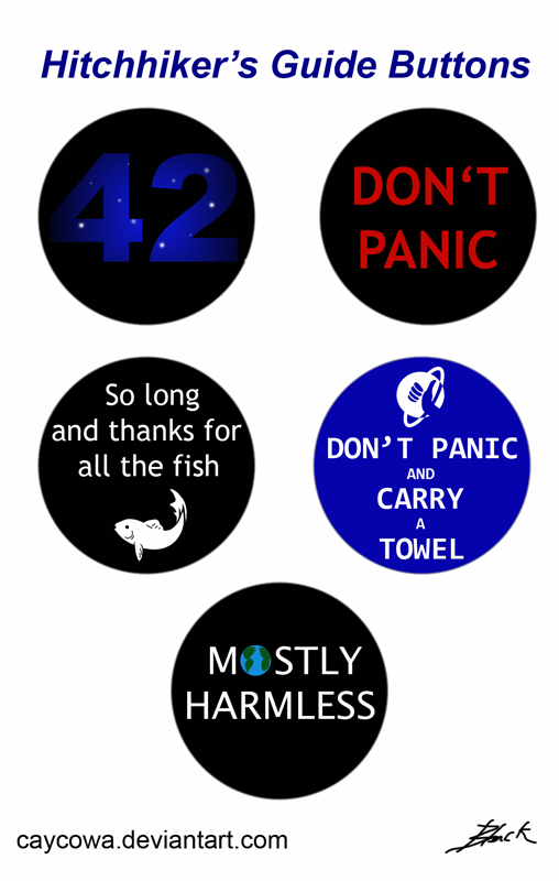 Hitchhiker's Guide buttons set