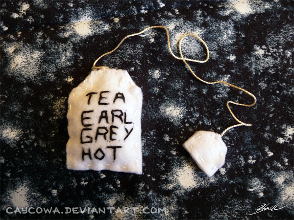 Tea. Earl Grey. Hot. Plush tea bookmark