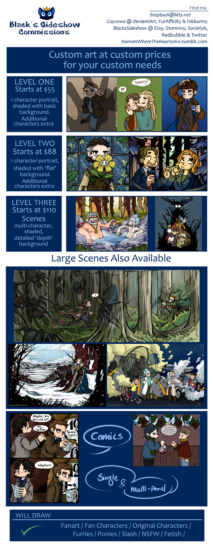Black's Sideshow commission price sheet -OPEN by caycowa