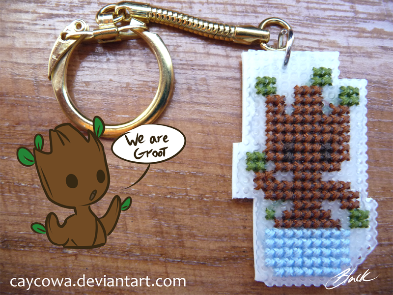 GotG - Chibi Baby Groot cross stitch keychain