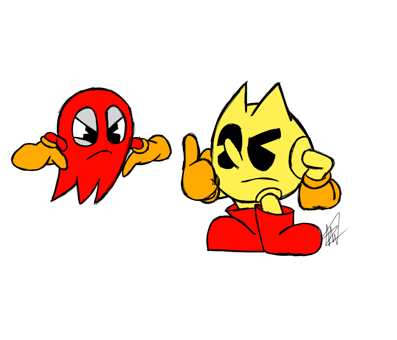 Pac Man Blocky Pac man and blinky flat colors by mrsgalaxy122 on DeviantArt