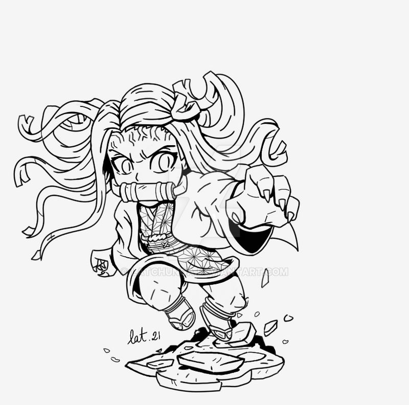 Nezuko Line Art by Latchunga on DeviantArt
