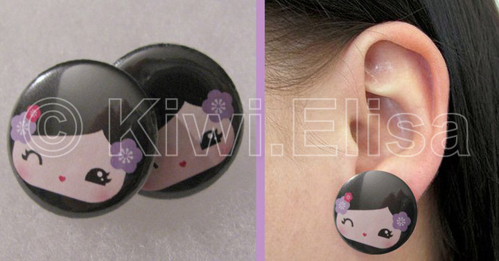 Geisha earring violet