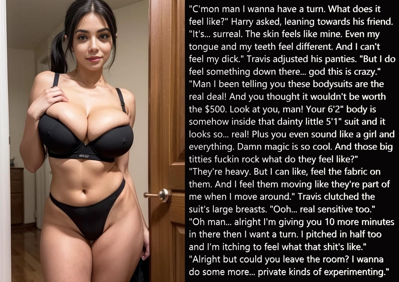 Trying on the Bodysuit - TG Caption by SciFantasyTG on DeviantArt