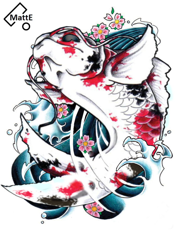 Japaneese Koi Tattoo Flash by o0MattE0o on DeviantArt