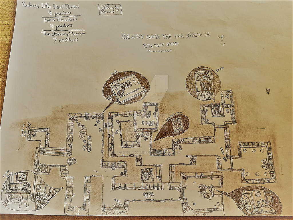 Bendy and the Ink Machine Game Map by MangleWolfie on DeviantArt Chapter 3 bendy and the ink machine