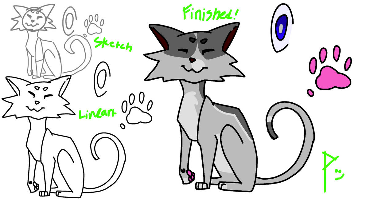 Three stages of cat drawing by Person374 on DeviantArt
