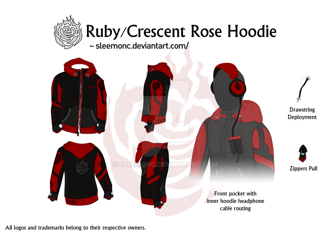 Ruby Cresent Rose Hoodie by Sleemonc on DeviantArt