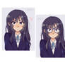 with glasses / without glasses / Mio Akiyama