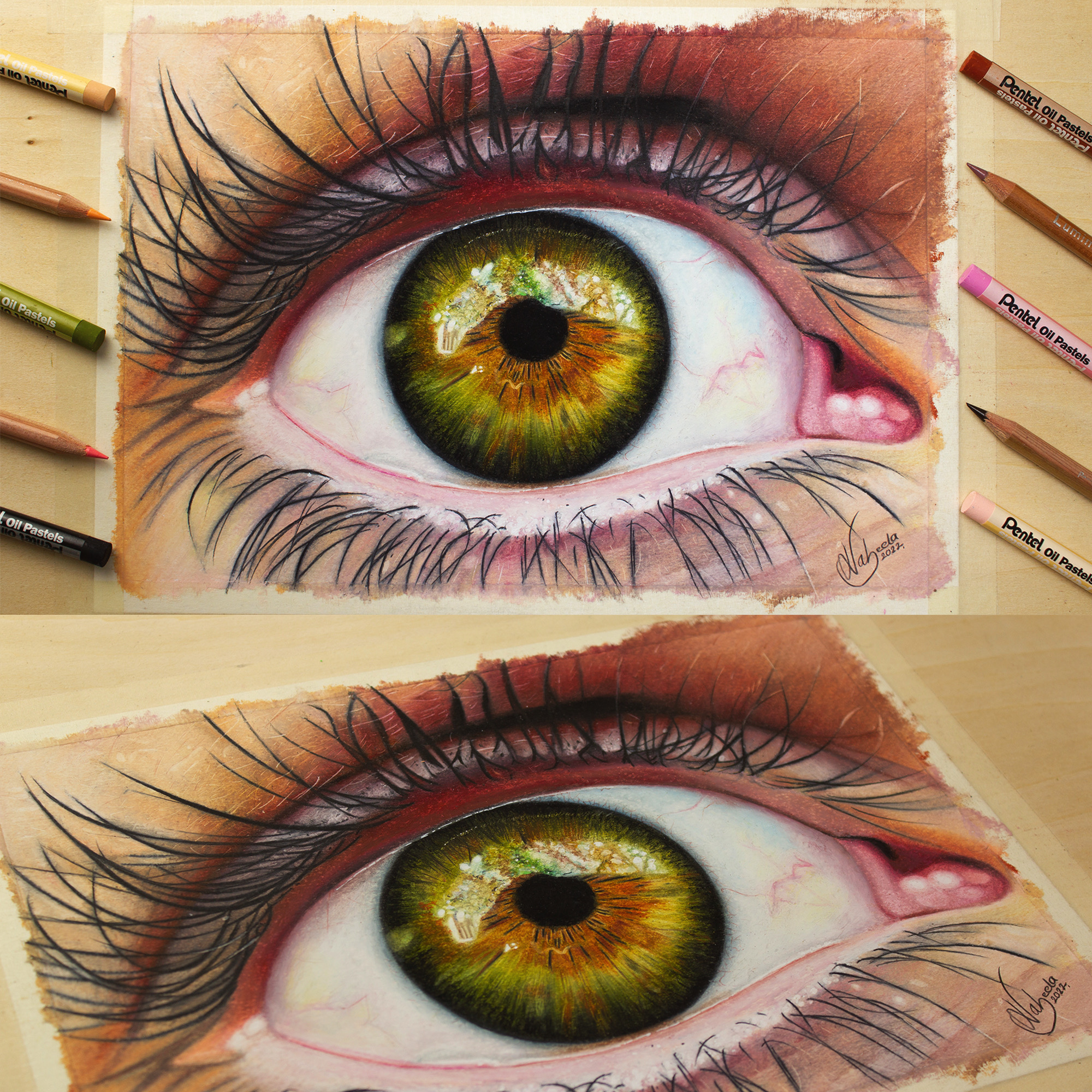 Oil Pastel Colored Pencil Drawing - Eye by NabeelaTheArtist on
