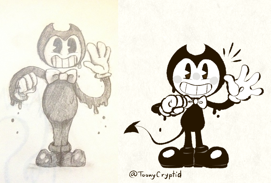 Toonycriptid Ghost Redrawing my first Bendy fanart from 2017. by ToonyCryptid on DeviantArt