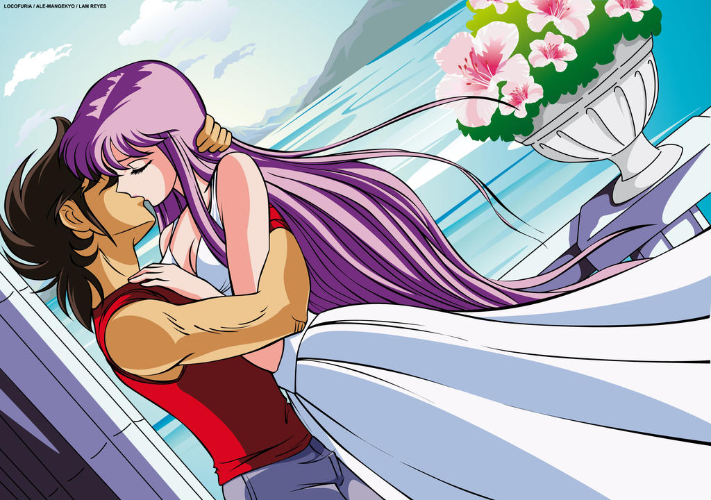 Saori x Seiya kiss by locofuria on DeviantArt