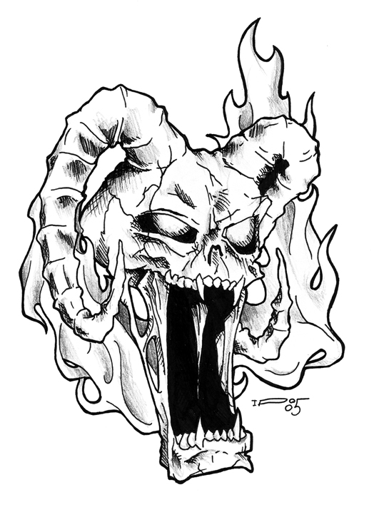 Burning Horny Skull