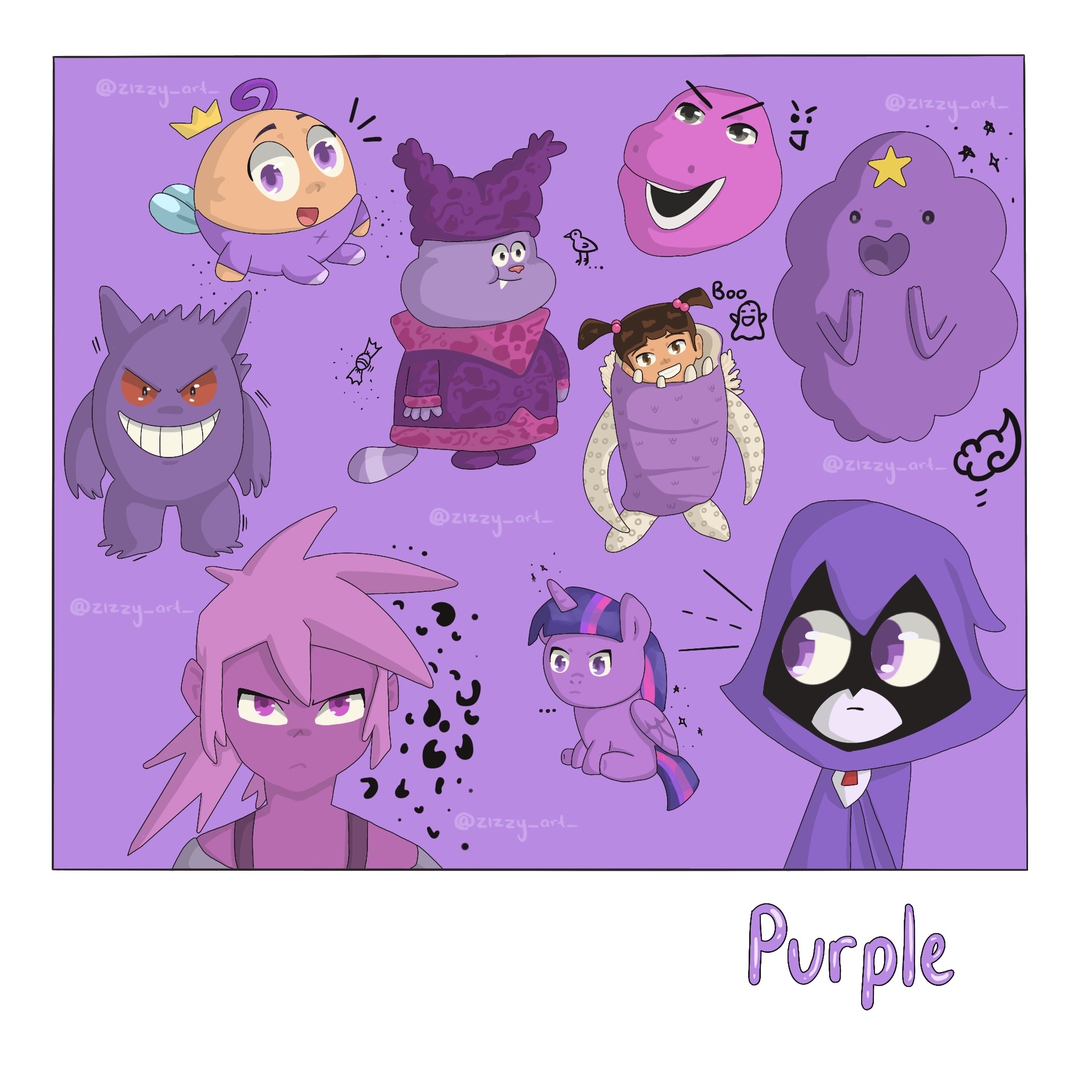 Purple characters by zizzyart on DeviantArt