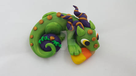 Halloween Polymer Clay Dragon (Eating Candycorn)