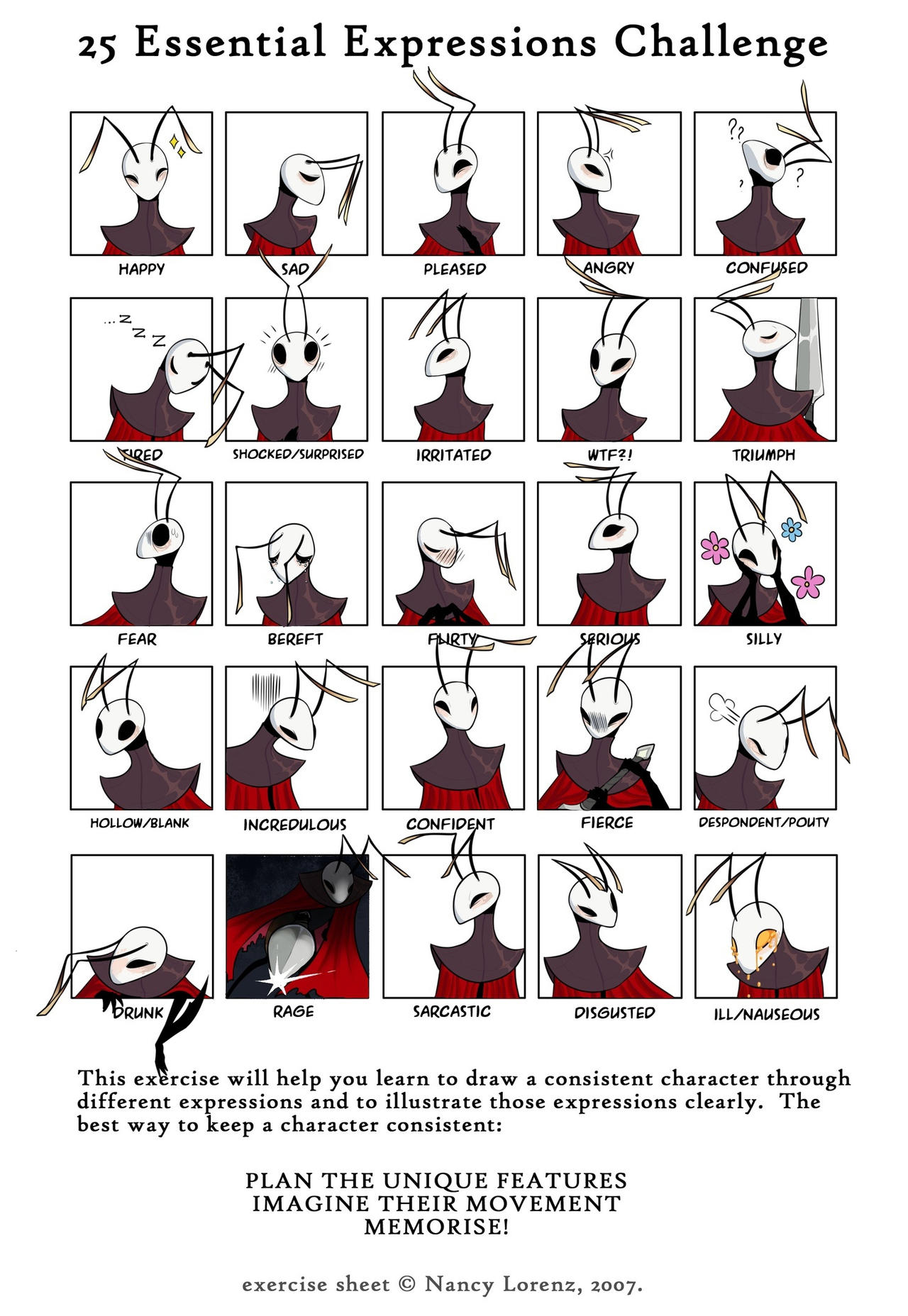 Hollow Knight OC Emotions Chart by yghern on DeviantArt