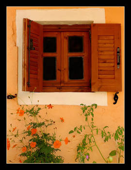 Window And Flowers - Corfu