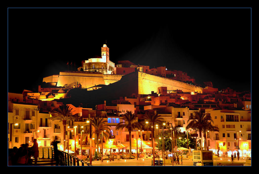 Blue WIndows - Ibiza City At Night