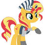 Sunset Shimmer Dressed in Train Driver's Clothing