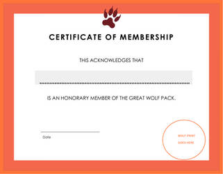 Great Wolf Pack Certificate of Membership (Fanart)