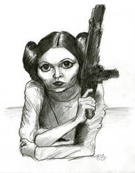 Princess Leia caricature (graphite pencil sketch)