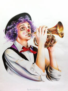 Clown plays Trumpet