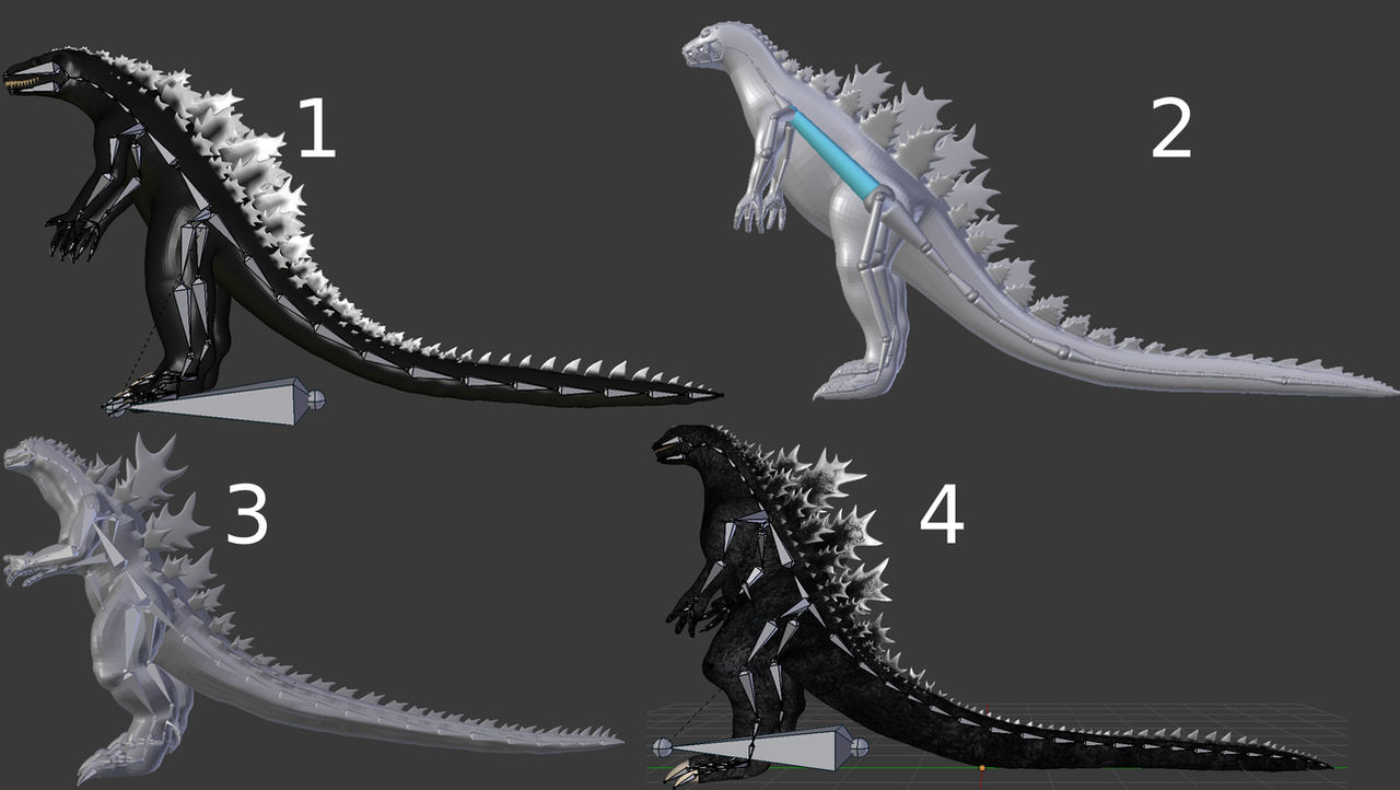 Godzilla Rig Model Godzilla models made by me by AntonellisofbBender on DeviantArt