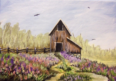 ACEO Valley Barn