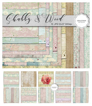 Shabby Wood Digital Paper Pack