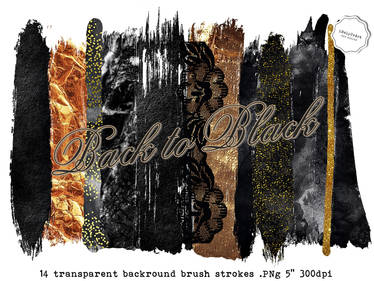 Black and Gold Brush Strokes PNG Clipart