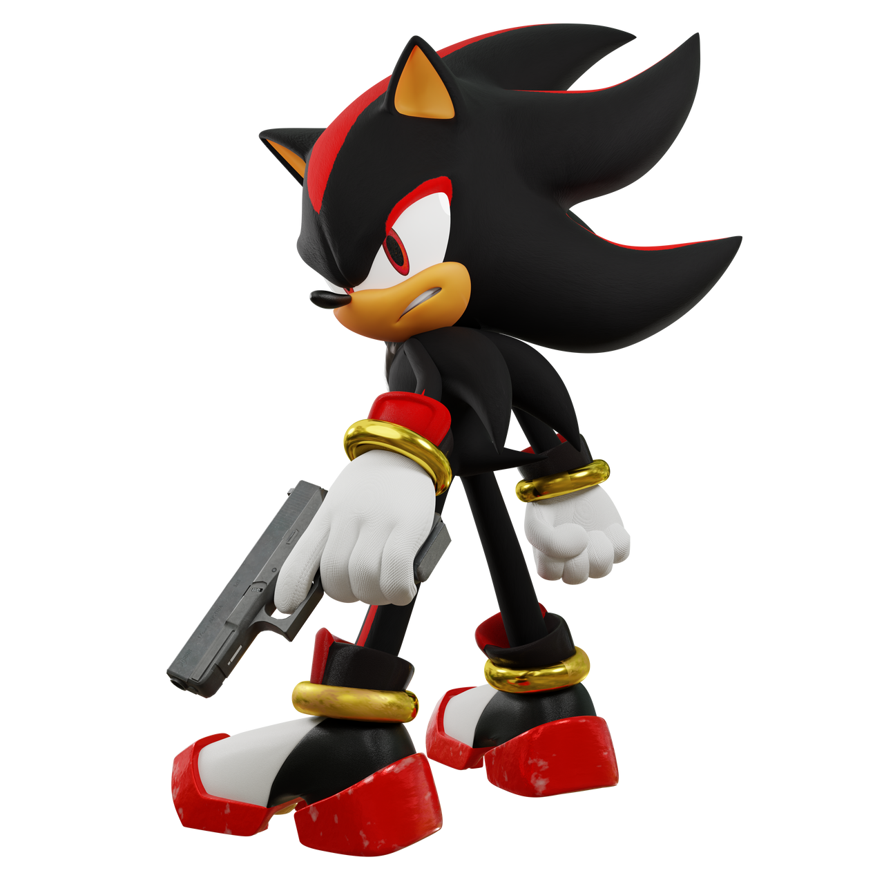 Shadow with a gun (damaged shoes ver.) by mlgpooya on DeviantArt